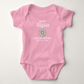 Schattige Roze & Witte Baby Naam Geboortedatum Romper (Voorkant)