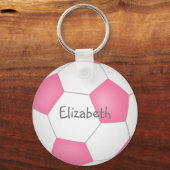 schattige roze witte gepersonaliseerde voetbal sle sleutelhanger (Achterkant)