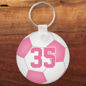 schattige roze witte gepersonaliseerde voetbal sle sleutelhanger (Voorkant)