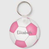 schattige roze witte gepersonaliseerde voetbal sle sleutelhanger (Achterkant)