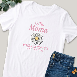 Schattige Roze & Witte Girl Mama Gevestigde Datum Tri-Blend Shirt
