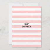 Schattige Roze Witte Strepen Goud Zwart Baby showe Kaart (Achterkant)
