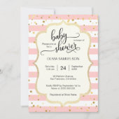 Schattige Roze Witte Strepen Goud Zwart Baby showe Kaart (Voorkant)