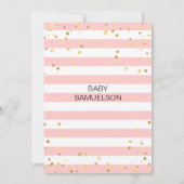 Schattige Roze Witte Strepen Goud Zwart Baby showe Kaart (Achterkant)
