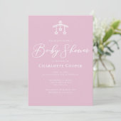 Schattige Roze Witte Typografie Baby shower Kaart (Staand voorkant)