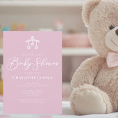 Schattige Roze Witte Typografie Baby shower Kaart