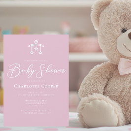 Schattige Roze Witte Typografie Baby shower Kaart