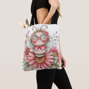 SCHATTIGE ROZE & WITTE ZOMER HOMMEL EN BLOEMEN TOTE BAG