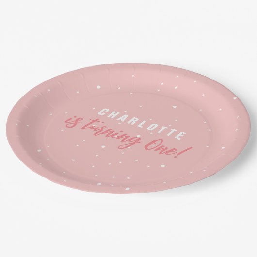 Schattige roze ze stemt er een papieren bordje (Gekanteld)