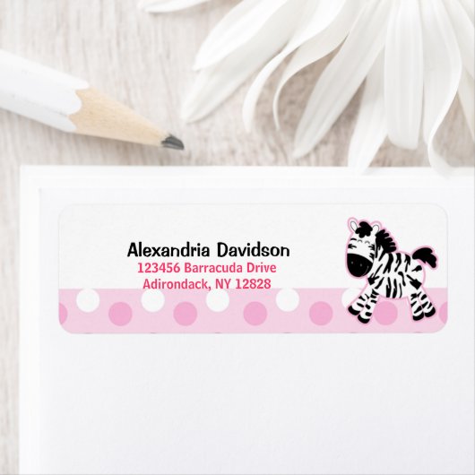 Schattige Roze Zebra Aangepaste Adresetiketten Etiket (Insitu)