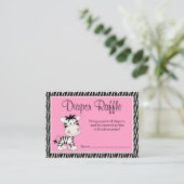 Schattige Roze Zebra Baby shower Luierkrabbel Informatiekaartje (Staand voorkant)