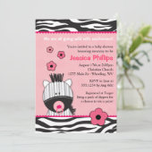 Schattige roze Zebra Babyschoenen Kaart (Staand voorkant)