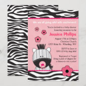 Schattige roze Zebra Babyschoenen Kaart (Voorkant / Achterkant)