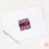 Schattige Roze zebra hart Sweet 16 Verjaardag stic Vierkante Sticker (Envelop)