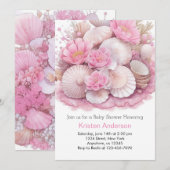 Schattige Roze Zee Shell Avontuur Meisje Baby show Kaart (Voorkant / Achterkant)