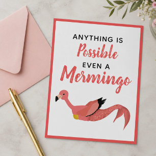 Schattige Roze Zeemeermin Flamingo Inspirerende Ci Briefkaart