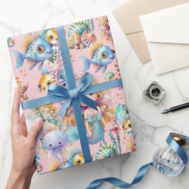Schattige roze zeemeermin inpakpapier