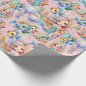 Schattige roze zeemeermin inpakpapier (Hoek)