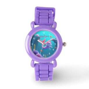 Schattige Roze Zeemeermin Kitten Horloge