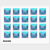 Schattige Roze Zeemeermin Kitten Vierkante Sticker (Vel)