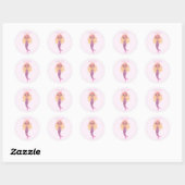 Schattige roze zeemeermin ronde sticker (Vel)