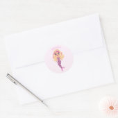 Schattige roze zeemeermin ronde sticker (Envelop)