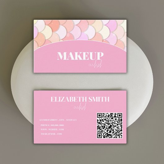 schattige roze zeemeermin schalen QR code make-up  Visitekaartje