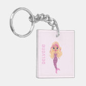 Schattige roze zeemeermin sleutelhanger (Voorkant Links)