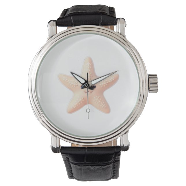 Schattige Roze Zeester Horloge (Voorkant)
