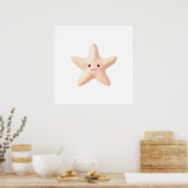 Schattige Roze Zeester Poster (Keuken)