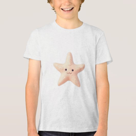 Schattige Roze Zeester Tri-Blend Shirt (Voorkant)