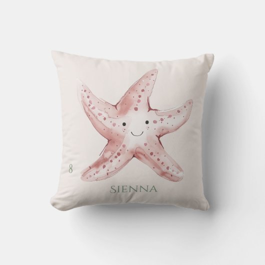 Schattige roze zeester voor kinderen  kussen (Voorkant)