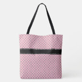 Schattige Roze Zilveren Glitter Polka Dot Monogram Tote Bag (Achterkant)