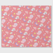 Schattige roze zoet dinosaurus regenboog pastel Pa Cadeaupapier (Vlak)