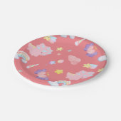 Schattige roze zoet dinosaurus regenboog pastel Pa Papieren Bordje (Gekanteld)