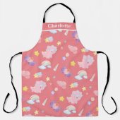 Schattige roze zoet dinosaurus regenboog Patroon V Schort (Voorkant)
