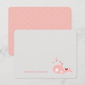 Schattige roze zwangere mama walvis meisje Baby sh Bedankkaart (Voorkant / Achterkant)