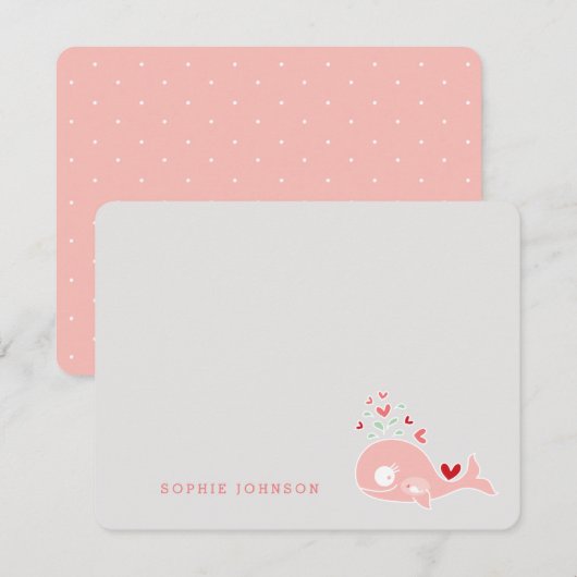 Schattige roze zwangere mama walvis meisje Baby sh Bedankkaart (Voorkant / Achterkant)