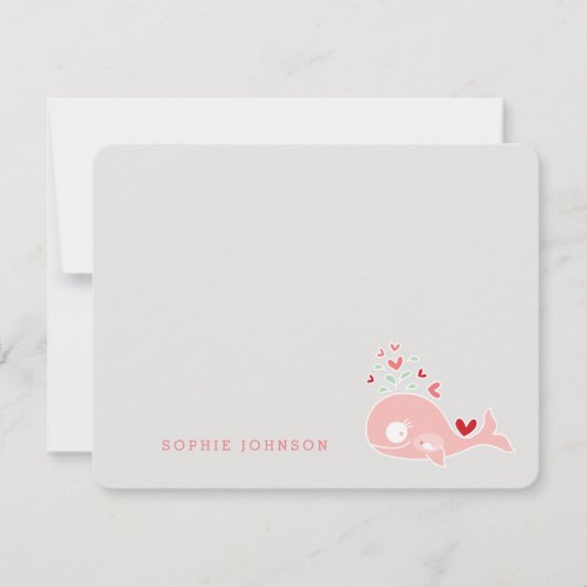 Schattige roze zwangere mama walvis meisje Baby sh Bedankkaart (Voorkant)