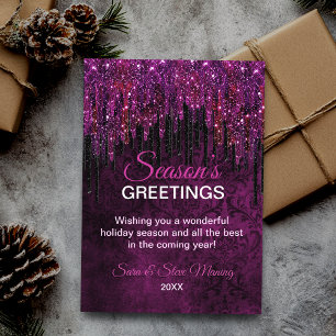 Schattige Roze zwart Glitter Drips Kerst nieuwjaar