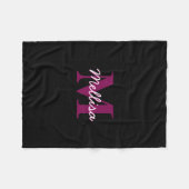 Schattige Roze & Zwart Monogram Script Fleece Deken (Voorkant (Horizontaal))