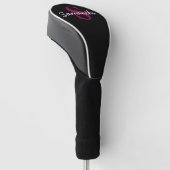 Schattige  Roze & Zwart Monogram Script Golfheadcover (Schuin)