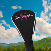 Schattige  Roze & Zwart Monogram Script Golfheadcover