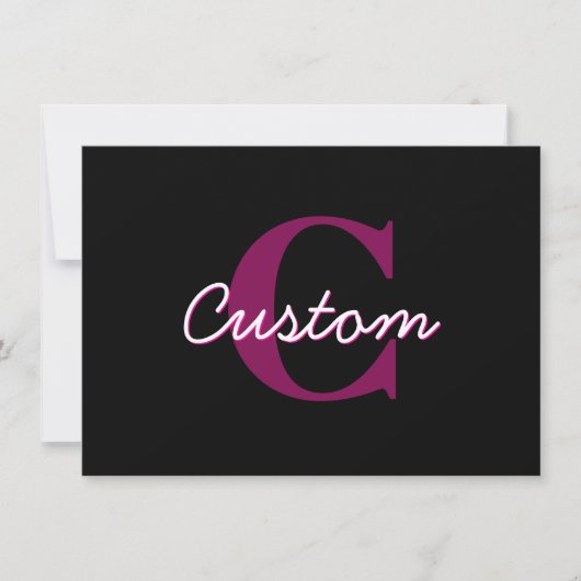 Schattige  Roze & Zwart Monogram Script Notitiekaartje (Voorkant)