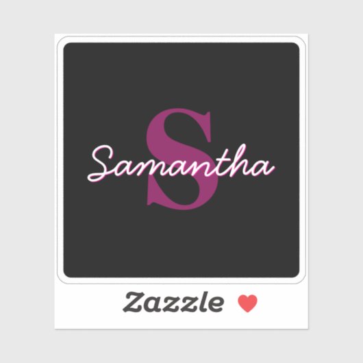 Schattige Roze & Zwart Monogram Script Sticker (Vel)