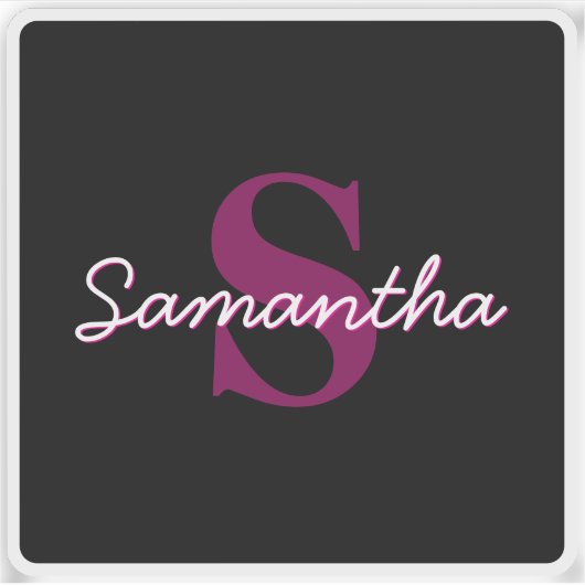 Schattige Roze & Zwart Monogram Script Sticker (Voorkant)