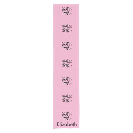 Schattige Roze, zwart Silhouette Celebration Korte Tafelloper (Voorkant)