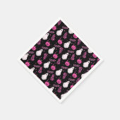 Schattige Roze Zwart Wit Halloween Party Servet (Hoek)