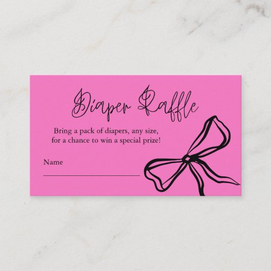 Schattige  Roze Zwarte Boog Luier Raffle Informatiekaartje (Voorkant)