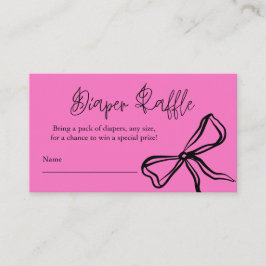 Schattige  Roze Zwarte Boog Luier Raffle Informatiekaartje